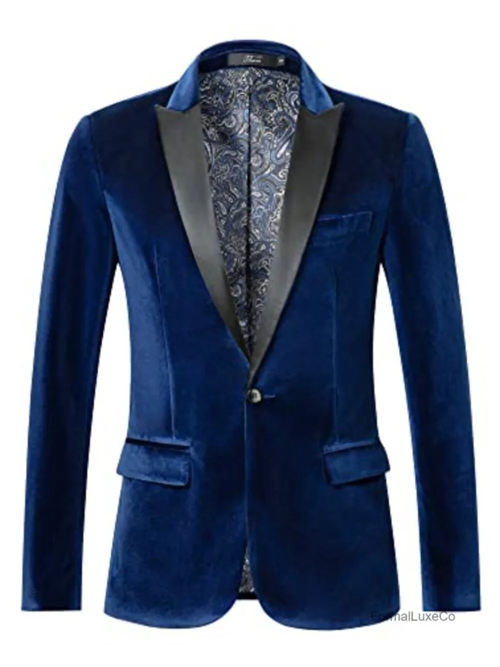 Men's Velvet Blazer Slim Fit One Button Tuxedo Sport Coat Wedding Prom